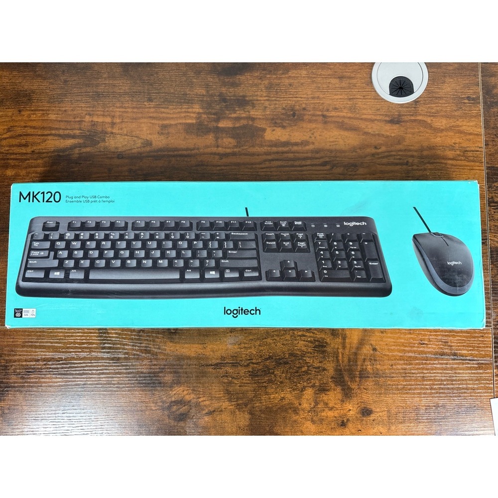 Logitech MK120 Wired Keyboard and Mouse Combo USB Black 920-002565 NEW